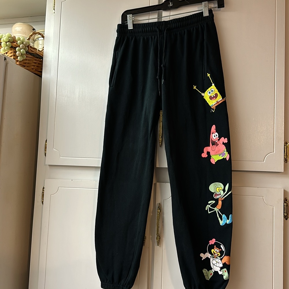 NICKELODEON “SPONGEBOB SQUAREPANTS” SWEATPANTS. Size S. Black. G/VGUC..